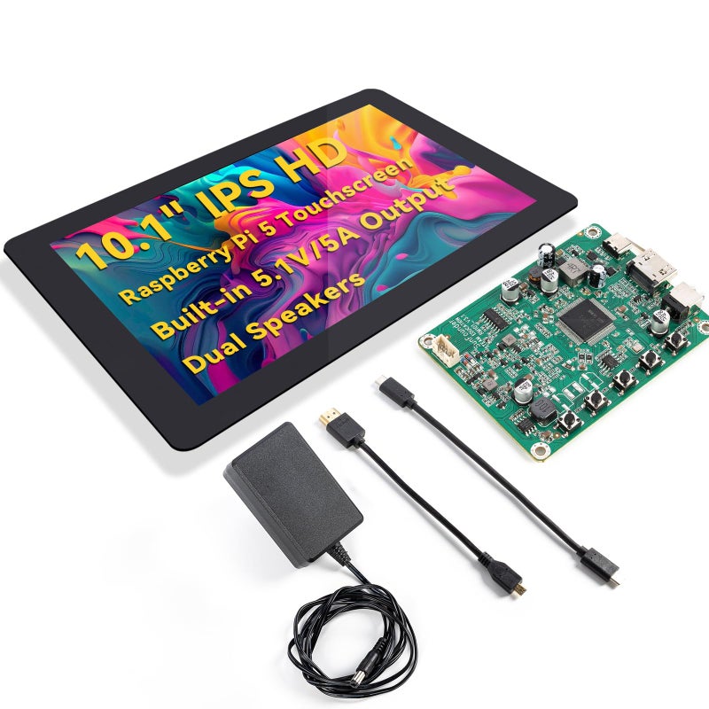 SunFounder Latest 10 Inch DIY Touch Screen All-in-One Solution for Raspberry Pi 5, IPS HD 1280x800 LCD, Built-in 5.1V/5A Output, HDMI, 10-Point, No Driver, Speakers, for RPi 5/4/3/Zero 2W - Image 1